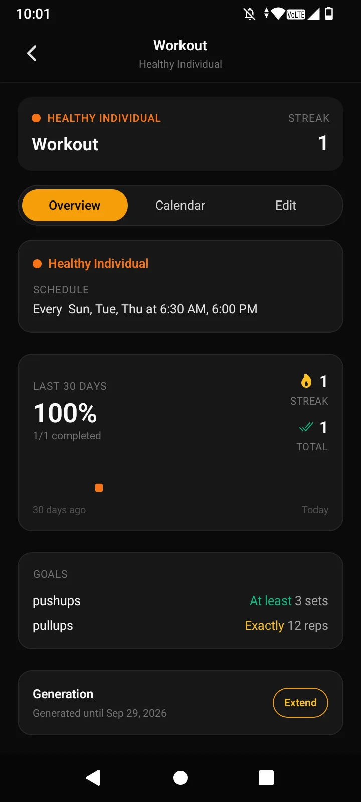 Daily habit view with identity alignment