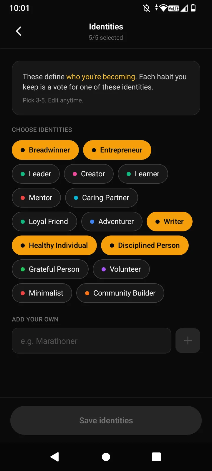 Systivia onboarding — choosing identities